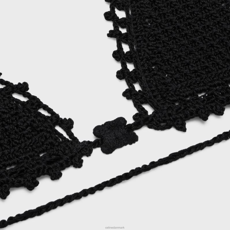 CELINE Kvinder trekantet top i hæklet bomuld F44FV849 beklædning sort