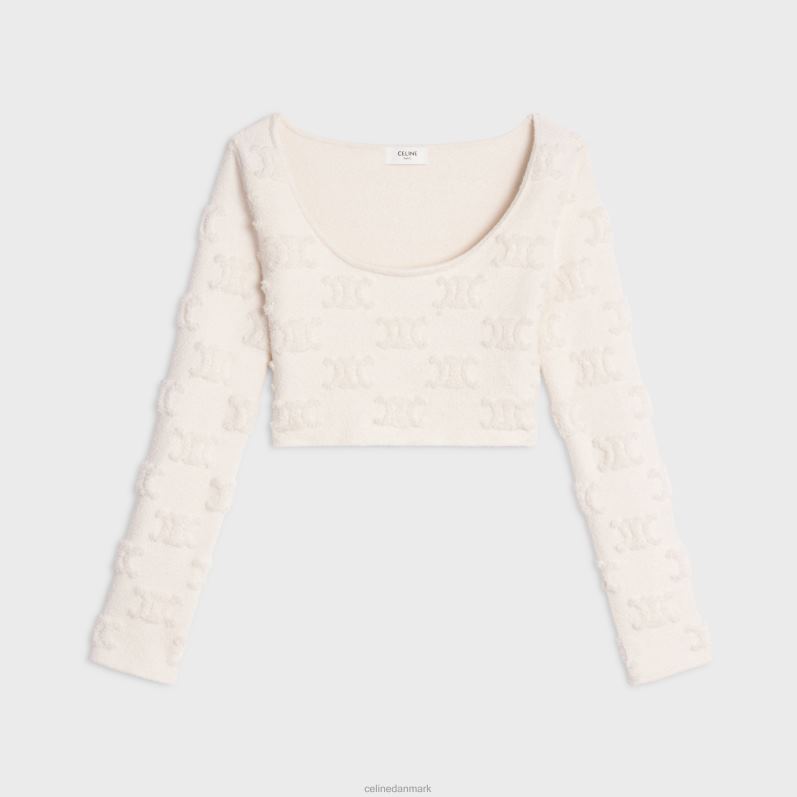 CELINE Kvinder triomphe crop top i bomuldsboucle F44FV848 beklædning off white