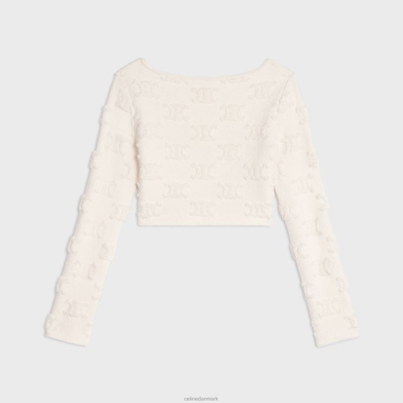 CELINE Kvinder triomphe crop top i bomuldsboucle F44FV848 beklædning off white