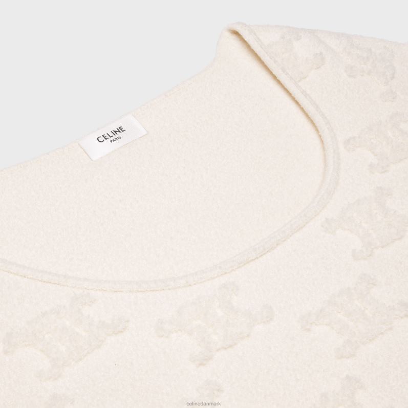 CELINE Kvinder triomphe crop top i bomuldsboucle F44FV848 beklædning off white