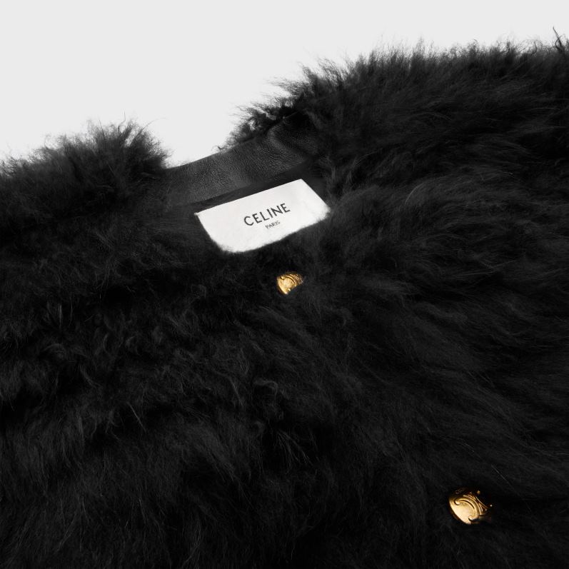 CELINE Kvinder broderet cardigan i gedekashmir F44FV620 beklædning sort