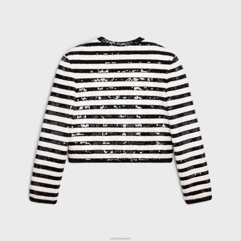 CELINE Kvinder broderet mariniere cardigan i uld F44FV569 beklædning ecru/sort