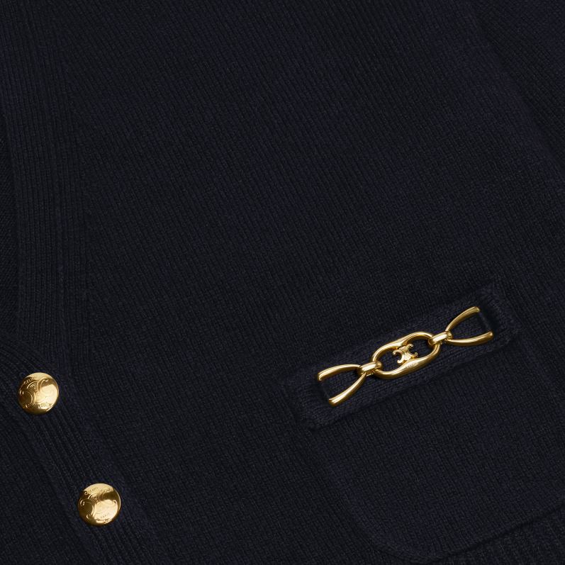 CELINE Kvinder cardigan med gourmette i heritage cashmere F44FV764 beklædning sort