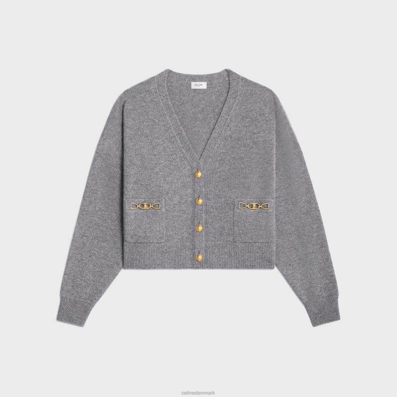 CELINE Kvinder cardigan med gourmetter i heritage cashmere F44FV614 beklædning grå