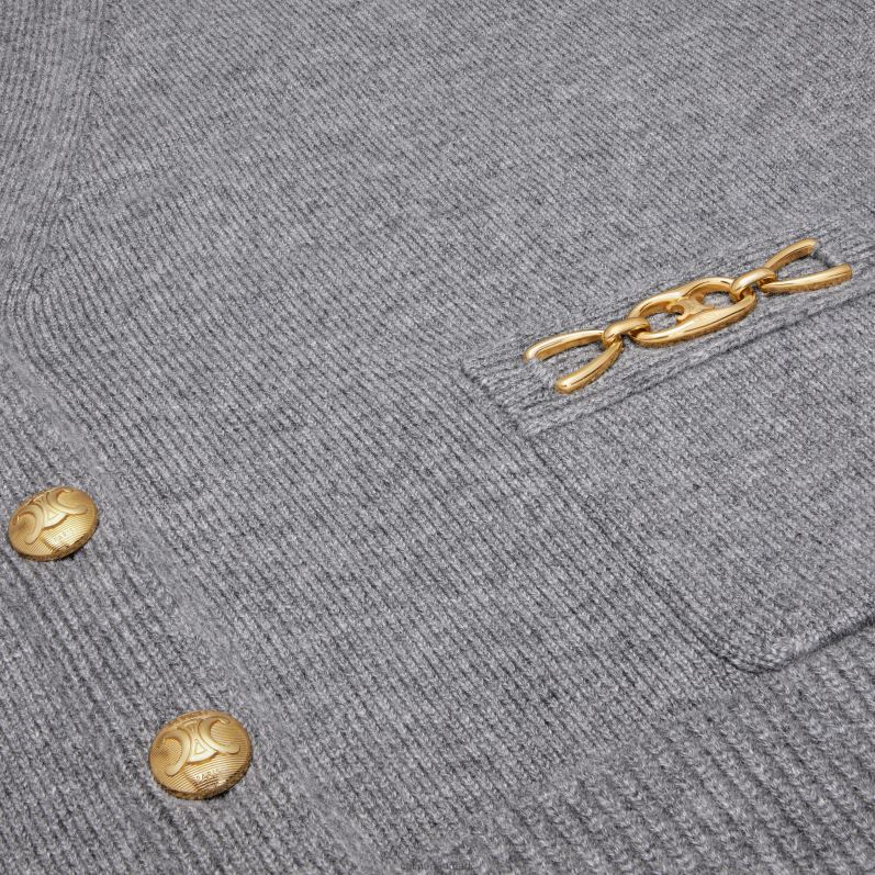 CELINE Kvinder cardigan med gourmetter i heritage cashmere F44FV614 beklædning grå