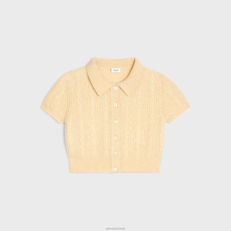 CELINE Kvinder cropped cardigan i børstet kashmir F44FV771 beklædning Bleg gul