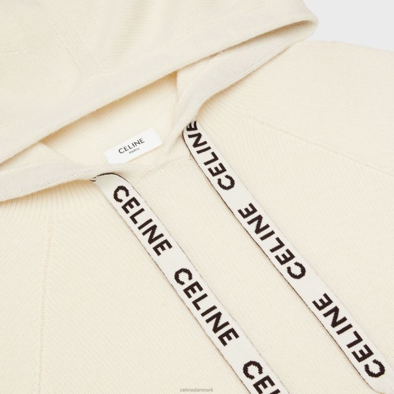CELINE Kvinder cropped hættetrøje i uld og kashmir F44FV610 beklædning off white