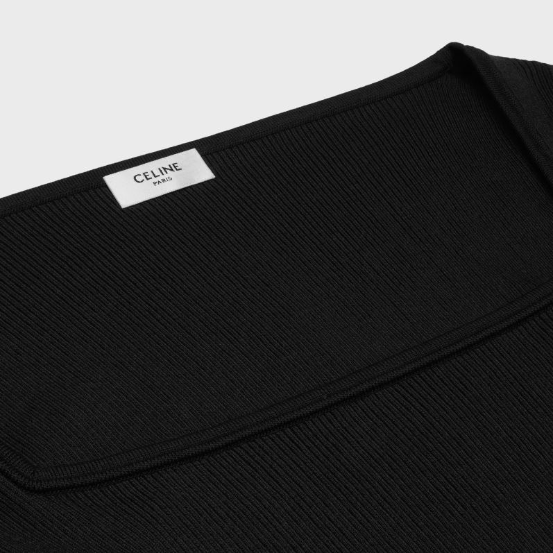 CELINE Kvinder firkantet krave top i underliggende silke og bomuld F44FV747 beklædning sort