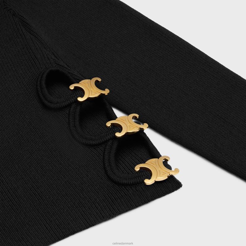 CELINE Kvinder firkantet krave top i underliggende silke og bomuld F44FV747 beklædning sort