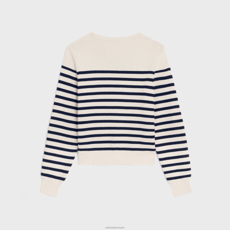 CELINE Kvinder marinertrøje med rund hals i kashmir F44FV750 beklædning creme/marine