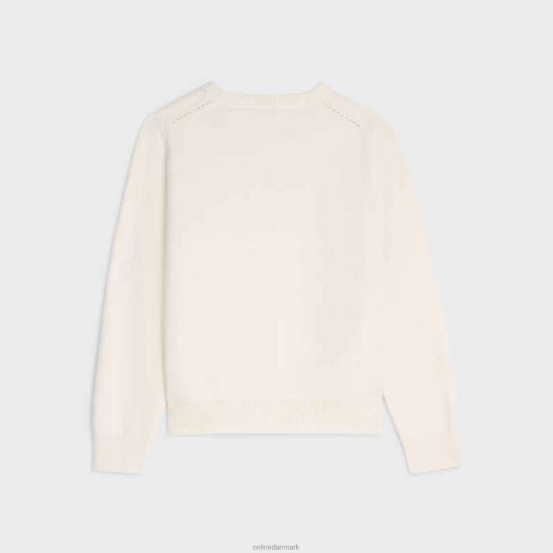 CELINE Kvinder sweater med rund hals i heritage cashmere F44FV755 beklædning off white