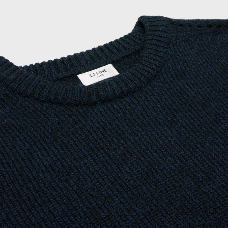 CELINE Kvinder sweater med rund hals i sømløs kashmir F44FV602 beklædning flåde