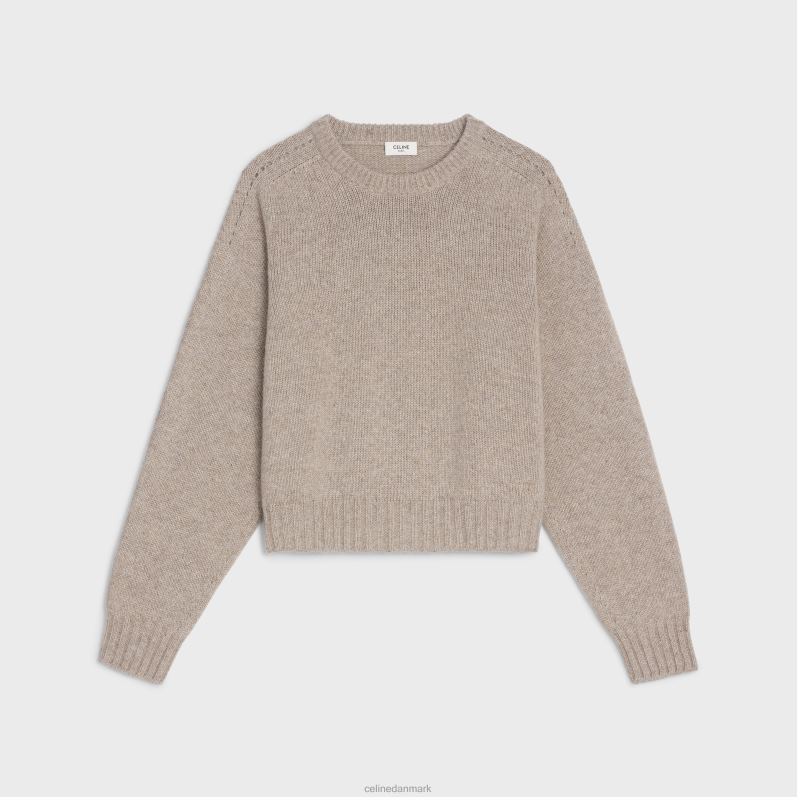 CELINE Kvinder sweater med rund hals i sømløs kashmir F44FV753 beklædning sand