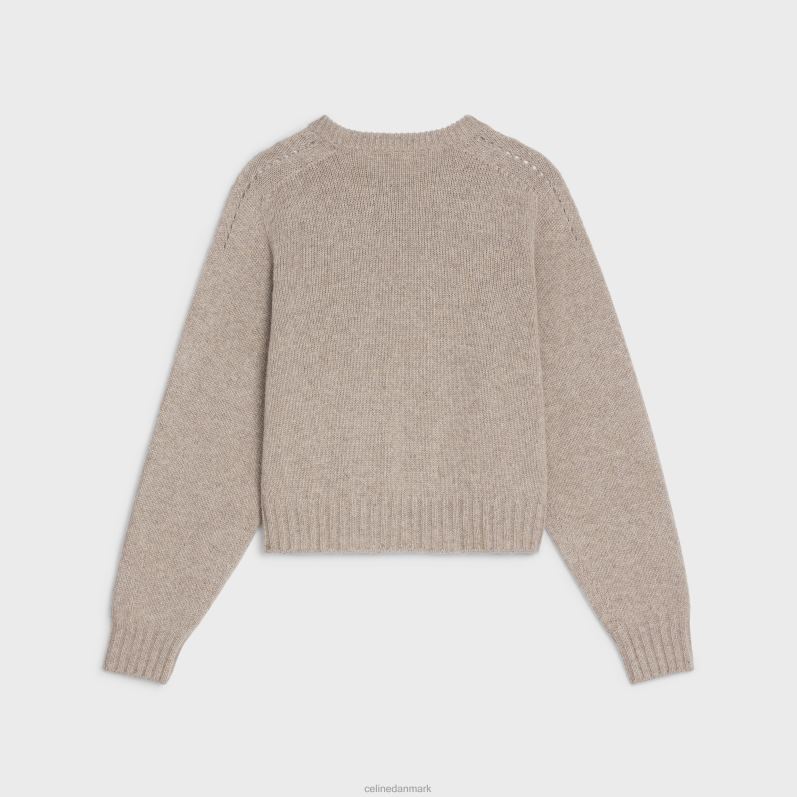 CELINE Kvinder sweater med rund hals i sømløs kashmir F44FV753 beklædning sand