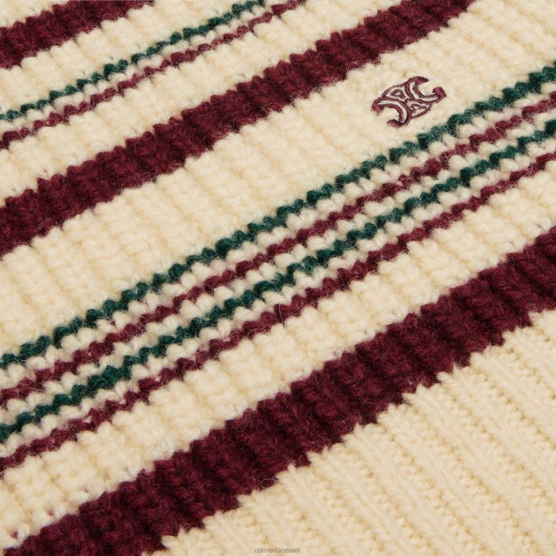 CELINE Kvinder sweater med rund hals i stribet ribuld F44FV749 beklædning off white
