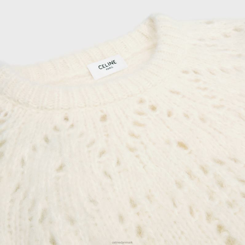 CELINE Kvinder sweater med rund hals i triomphe fair isle alpaca uld pointelle F44FV607 beklædning off white