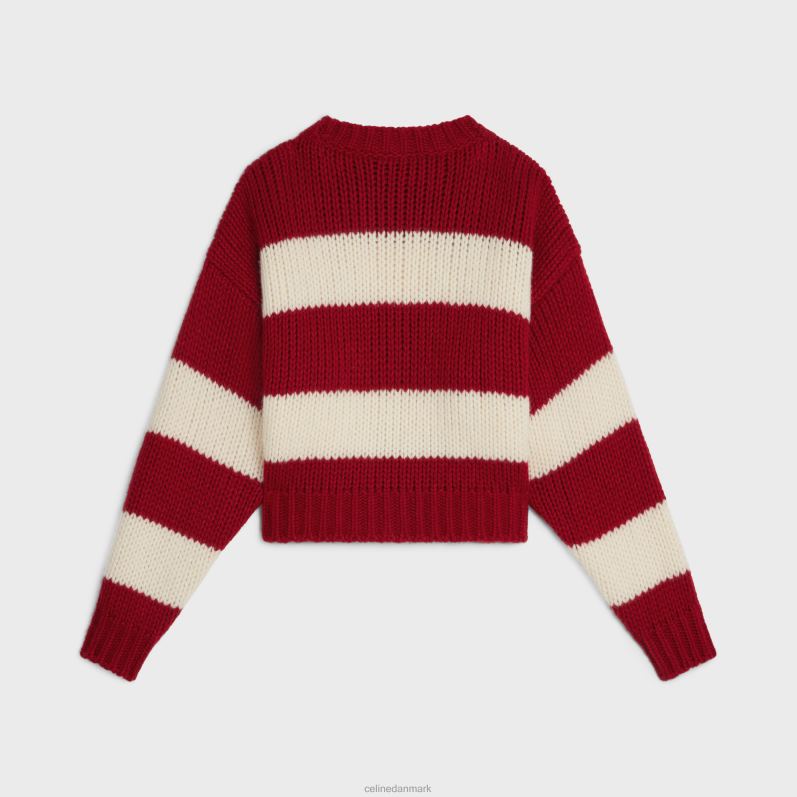 CELINE Kvinder sweater med rund hals i uld, kashmir og silke F44FV748 beklædning ecru/rød