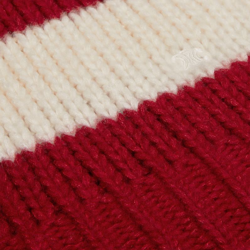 CELINE Kvinder sweater med rund hals i uld, kashmir og silke F44FV748 beklædning ecru/rød