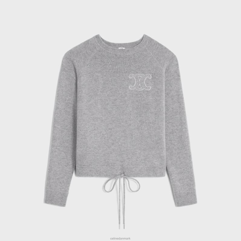 CELINE Kvinder triomphe sweater med rund hals i uld og kashmir F44FV605 beklædning lysegrå
