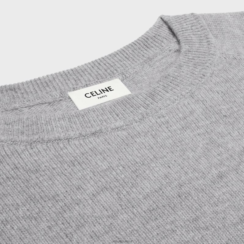 CELINE Kvinder triomphe sweater med rund hals i uld og kashmir F44FV605 beklædning lysegrå