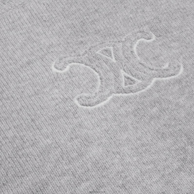 CELINE Kvinder triomphe sweater med rund hals i uld og kashmir F44FV605 beklædning lysegrå