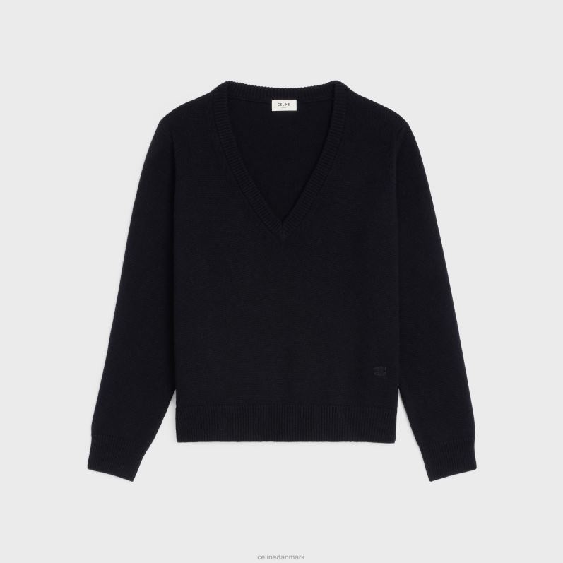 CELINE Kvinder triomphe sweater med v-hals i heritage cashmere F44FV757 beklædning sort