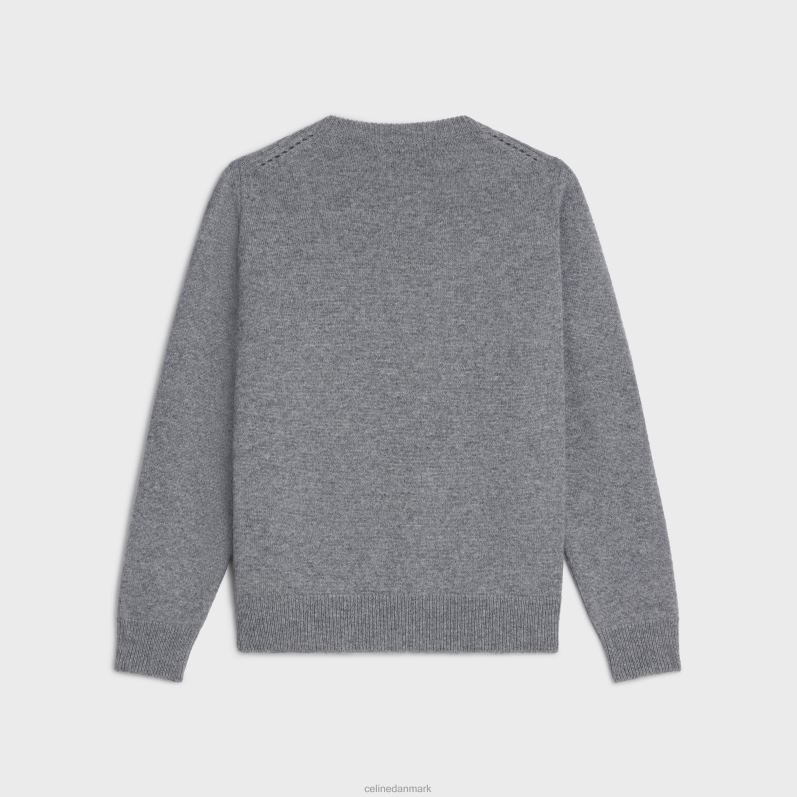 CELINE Kvinder triomphe sweater med v-hals i heritage cashmere F44FV758 beklædning mellemgrå