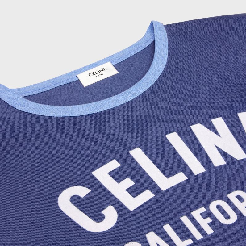 CELINE Kvinder california 70'er t-shirt i bomuldsjersey F44FV775 beklædning obskur blå/lyseblå/kr