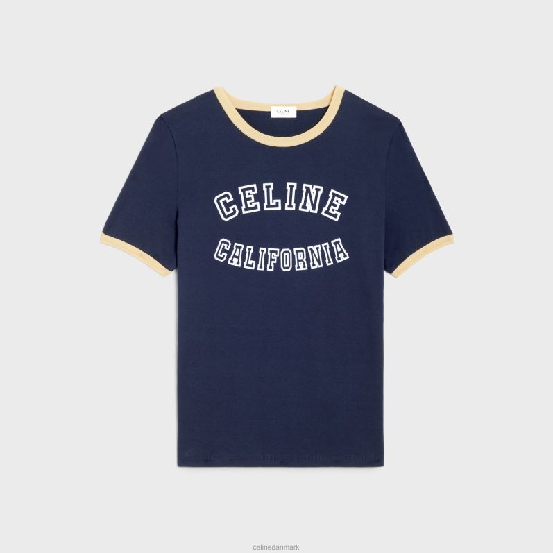 CELINE Kvinder california 70'er t-shirt i bomuldsjersey F44FV776 beklædning bleu nuit/citrontærte/off wh