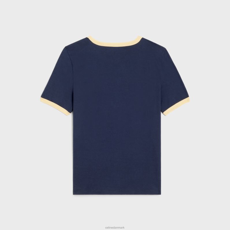 CELINE Kvinder california 70'er t-shirt i bomuldsjersey F44FV776 beklædning bleu nuit/citrontærte/off wh