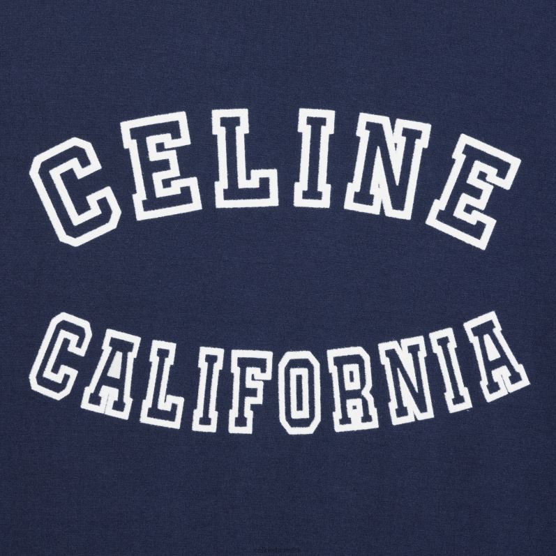 CELINE Kvinder california 70'er t-shirt i bomuldsjersey F44FV776 beklædning bleu nuit/citrontærte/off wh