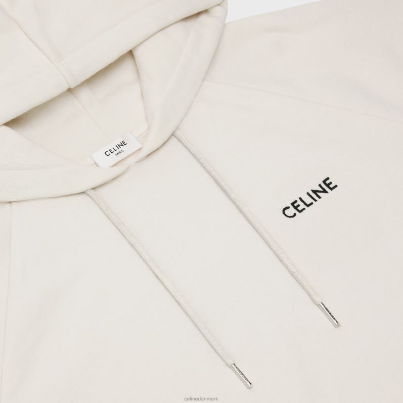 CELINE Kvinder cropped hættetrøje i bomuldsfleece F44FV783 beklædning creme/sort