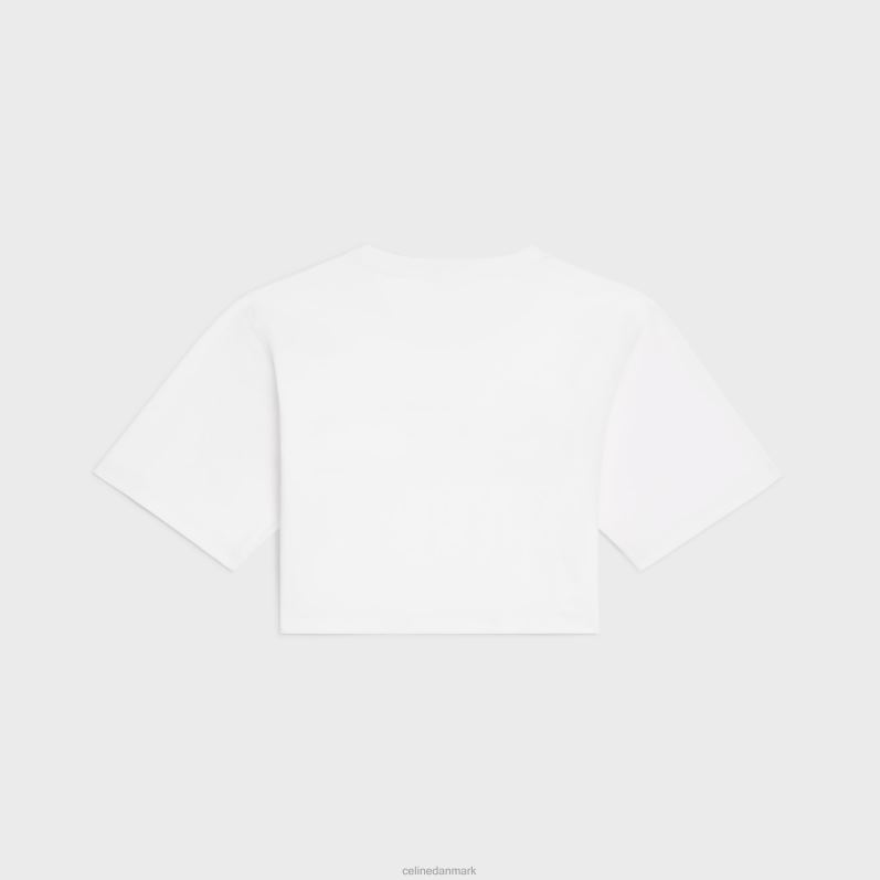 CELINE Kvinder cropped t-shirt i bomuldsjersey F44FV784 beklædning ecru/sort