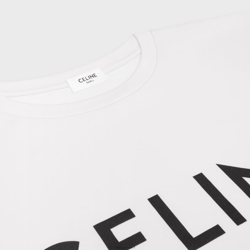 CELINE Kvinder løs t-shirt i bomuldsjersey F44FV779 beklædning ecru/sort