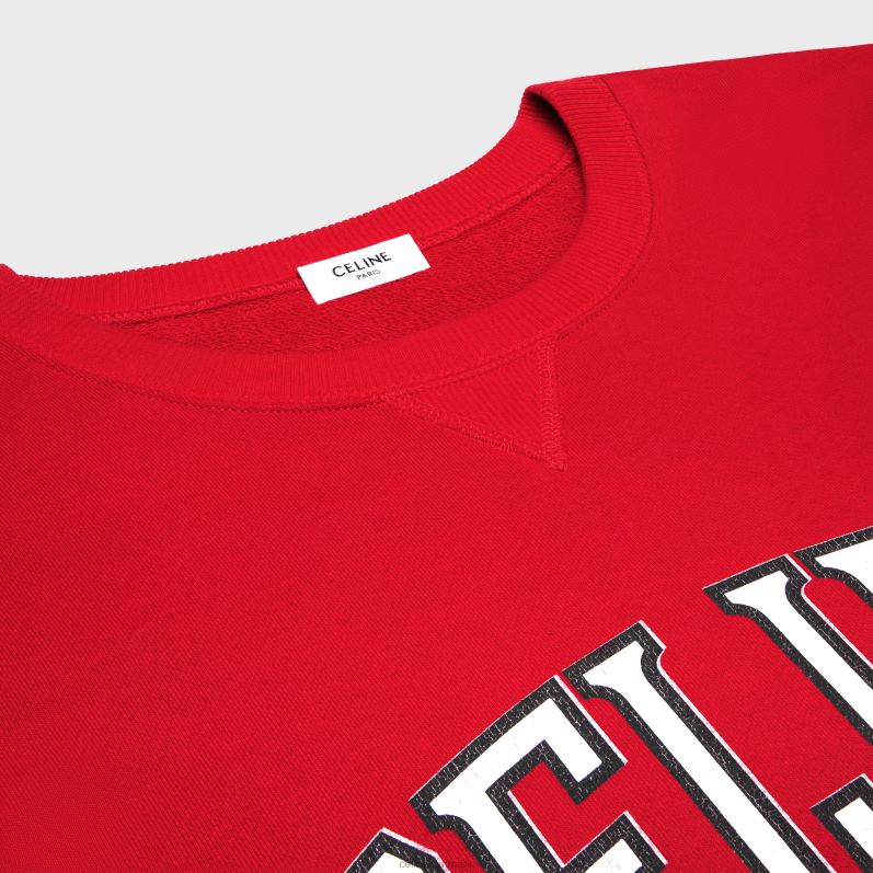 CELINE Kvinder oversized sweatshirt i bomuldsfleece F44FV670 beklædning rouge profond/sort/off white