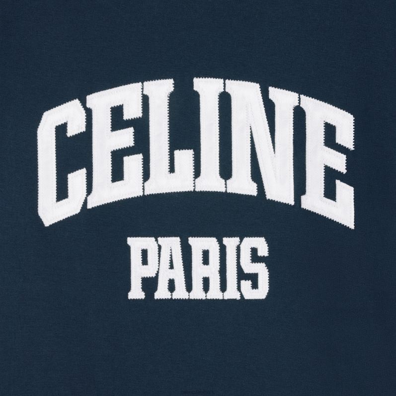 CELINE Kvinder paris 70'er t-shirt i bomuldsjersey F44FV675 beklædning marineblå/råhvid