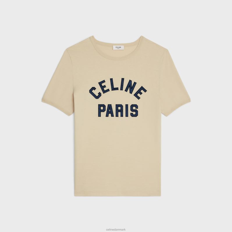 CELINE Kvinder paris 70'er t-shirt i bomuldsjersey F44FV676 beklædning champagne fonce/navy