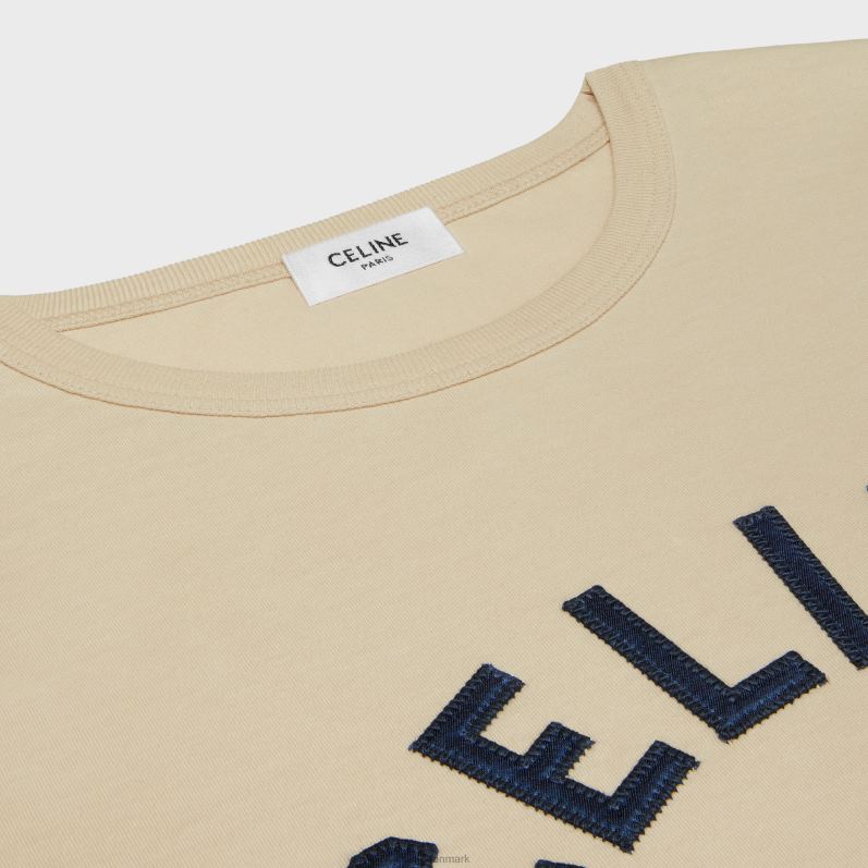 CELINE Kvinder paris 70'er t-shirt i bomuldsjersey F44FV676 beklædning champagne fonce/navy