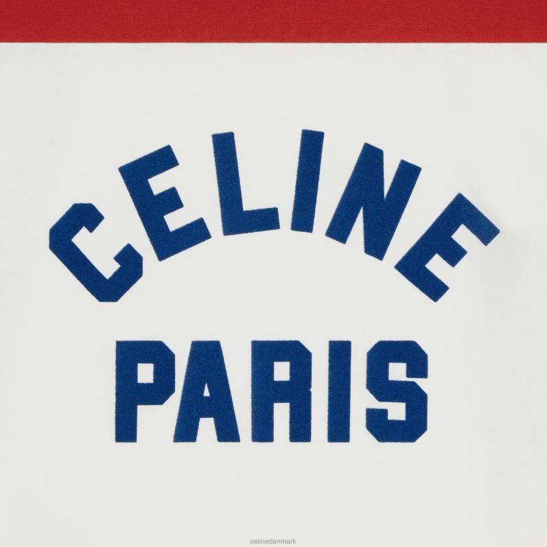 CELINE Kvinder paris 70'er t-shirt i bomuldsjersey F44FV774 beklædning off white/bleu berlin/deep