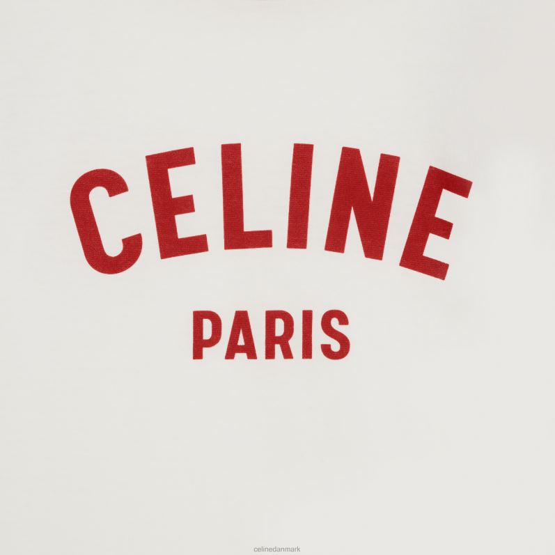 CELINE Kvinder paris boxy t-shirt i bomuldsjersey F44FV777 beklædning off white/dyb rød