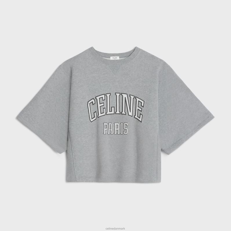 CELINE Kvinder paris løs sweatshirt i bomuldsfleece F44FV672 beklædning grå/sort/off white
