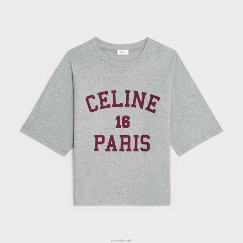 CELINE Kvinder paris t-shirt i bomuldsjersey F44FV772 beklædning gråmeleret/burgunder