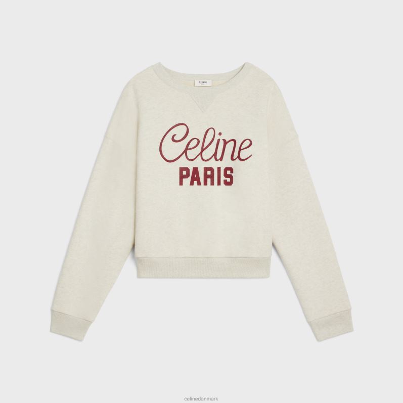 CELINE Kvinder sweatshirt i bomuldsfleece F44FV671 beklædning beige melange/burgunder