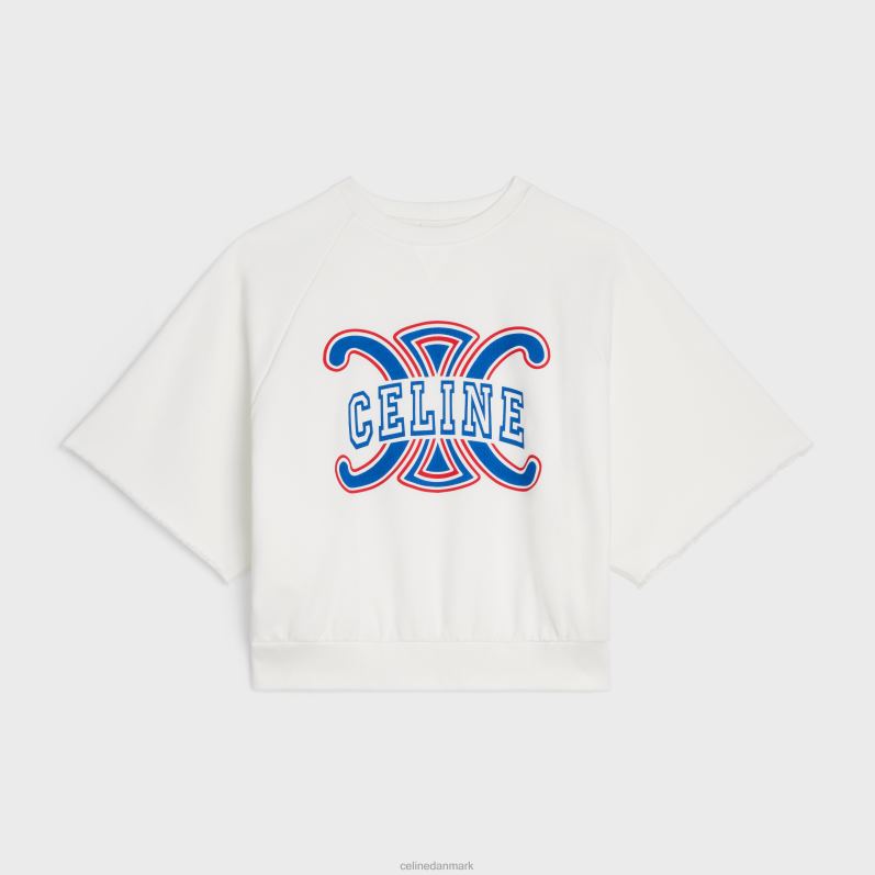 CELINE Kvinder triomphe sweatshirt i bomuldsfleece F44FV782 beklædning hvid/rød/blå