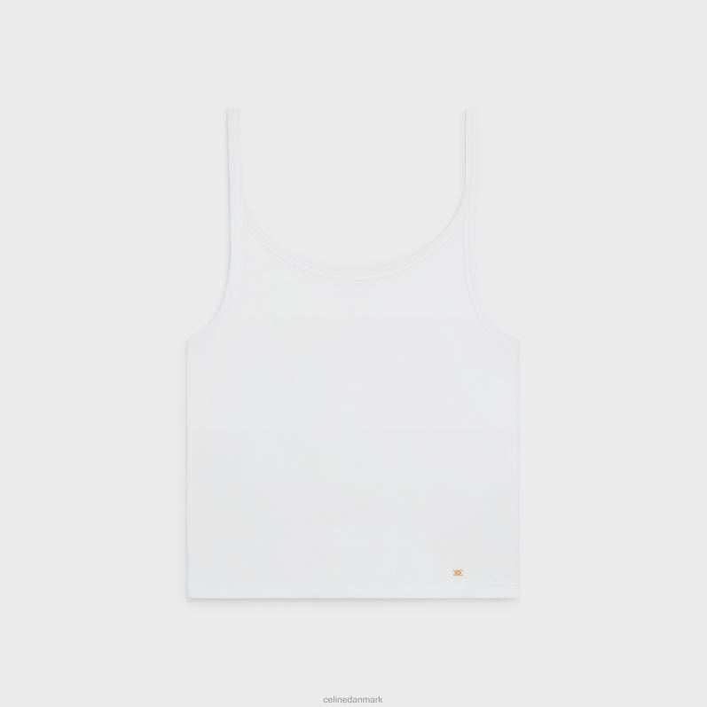CELINE Kvinder triomphe tanktop i ribbet bomuld F44FV785 beklædning optik hvid