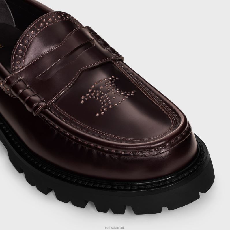 CELINE Kvinder margaret brogue loafer med triomf perforeret i poleret tyreskind F44FV966 fodtøj bordeaux