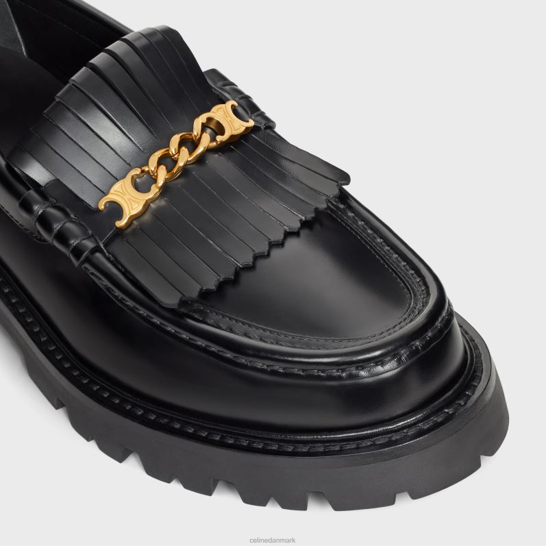 CELINE Kvinder margaret chunky loafer med frynser og triomfkæde i poleret tyreskind F44FV964 fodtøj sort