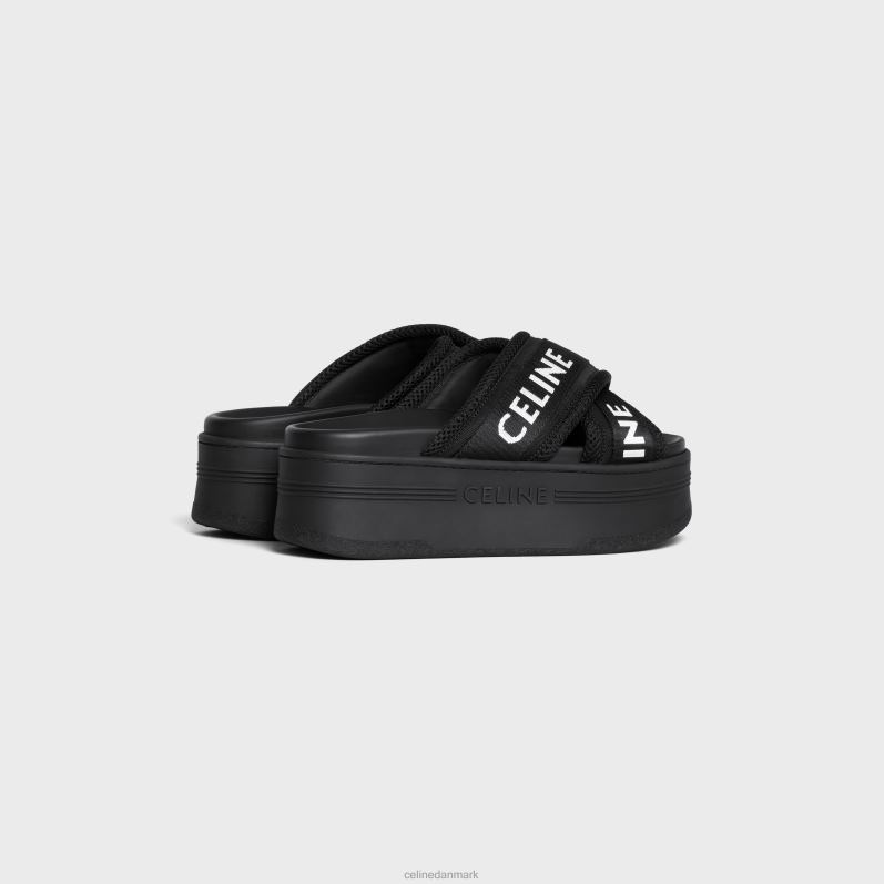CELINE Kvinder blokglide i mesh & tekstil F44FV1003 fodtøj sort/optisk hvid
