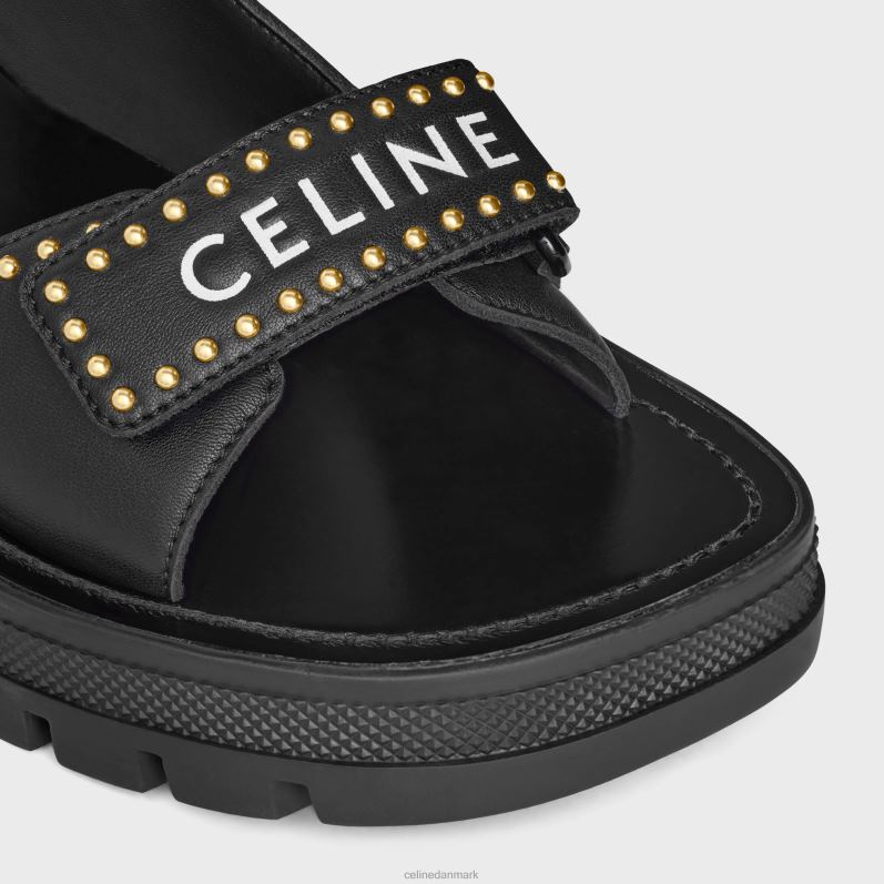 CELINE Kvinder chunky sandal med leo-nitter i kalveskind F44FV1002 fodtøj sort