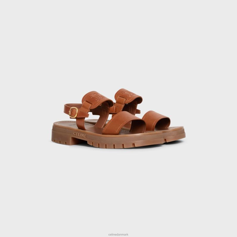 CELINE Kvinder clea triomphe sandal i kalveskindsvegetal ning F44FV994 fodtøj tan